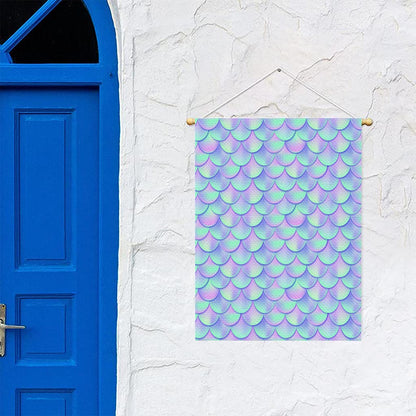 Blue Mermaid Scales Pattern Print Garden Flag