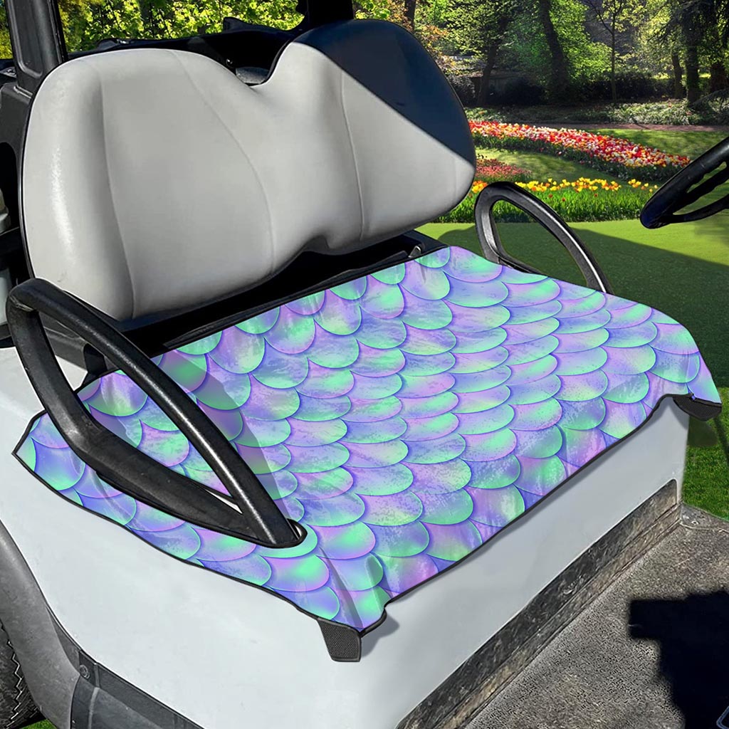 Blue Mermaid Scales Pattern Print Golf Cart Seat Cover