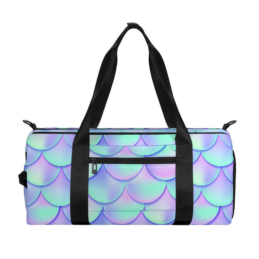 Blue Mermaid Scales Pattern Print Gym Bag