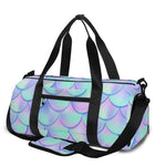 Blue Mermaid Scales Pattern Print Gym Bag