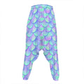 Blue Mermaid Scales Pattern Print Hammer Pants