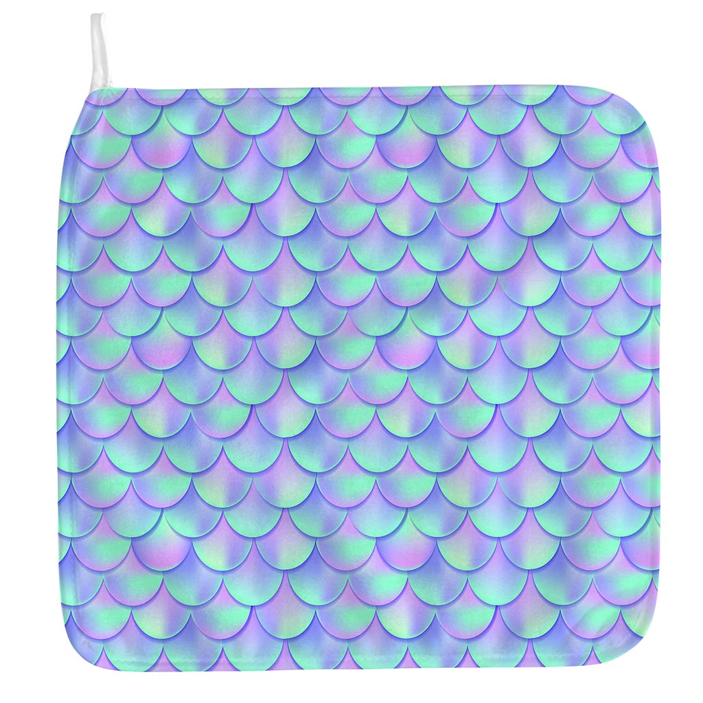 Blue Mermaid Scales Pattern Print Hand Towel