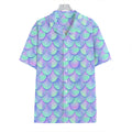 Blue Mermaid Scales Pattern Print Hawaiian Shirt