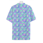 Blue Mermaid Scales Pattern Print Hawaiian Shirt