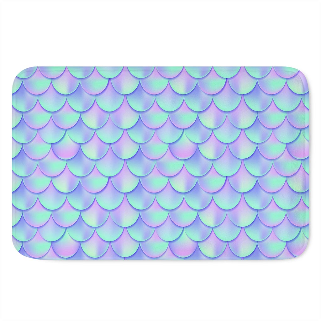 Blue Mermaid Scales Pattern Print Indoor Door Mat