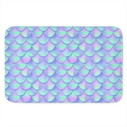 Blue Mermaid Scales Pattern Print Indoor Door Mat
