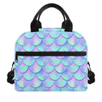 Blue Mermaid Scales Pattern Print Insulated Lunch Bag