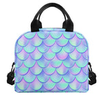 Blue Mermaid Scales Pattern Print Insulated Lunch Bag