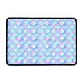 Blue Mermaid Scales Pattern Print Kitchen Mat