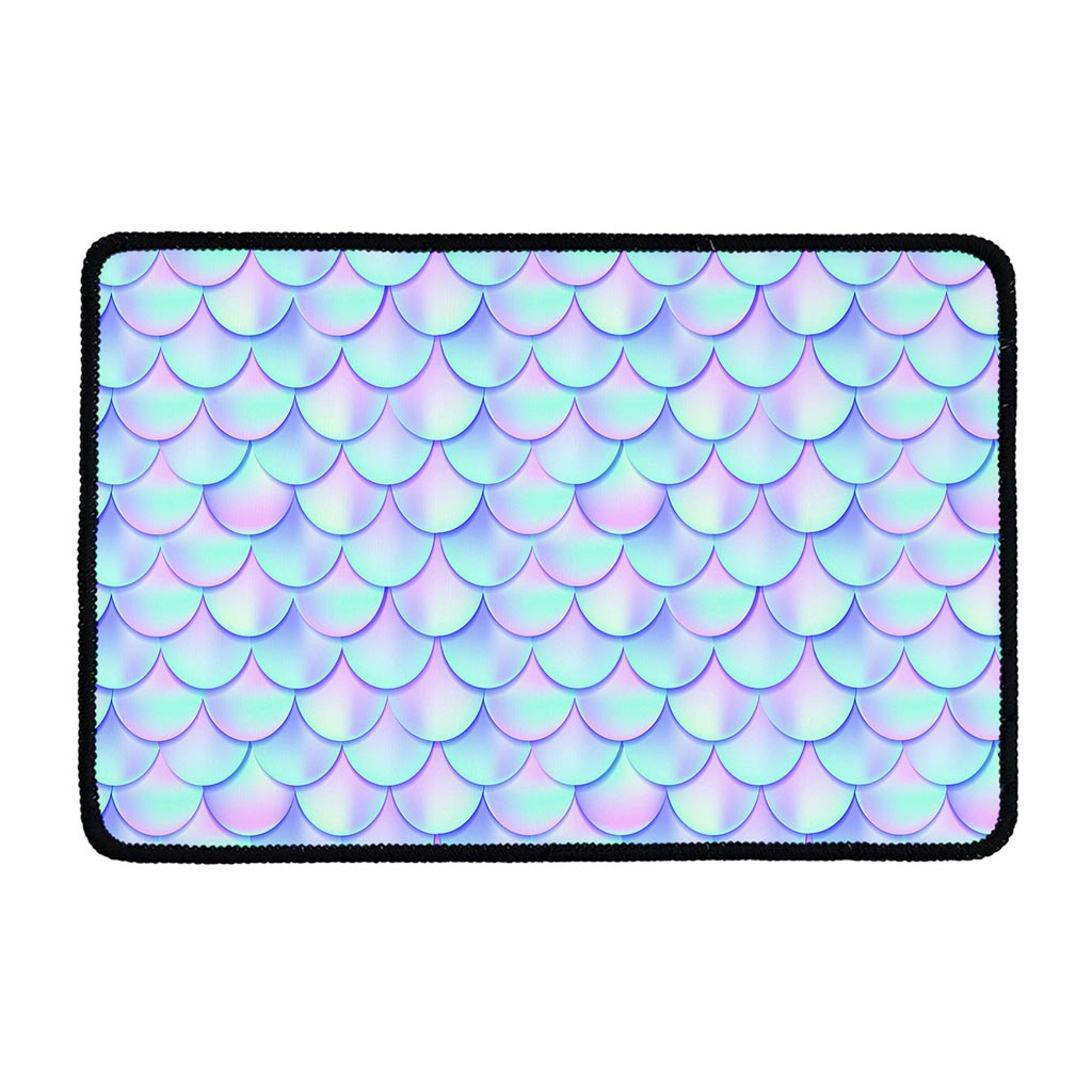 Blue Mermaid Scales Pattern Print Kitchen Mat