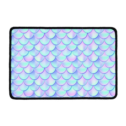 Blue Mermaid Scales Pattern Print Kitchen Mat