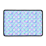 Blue Mermaid Scales Pattern Print Kitchen Mat