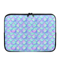 Blue Mermaid Scales Pattern Print Laptop Sleeve