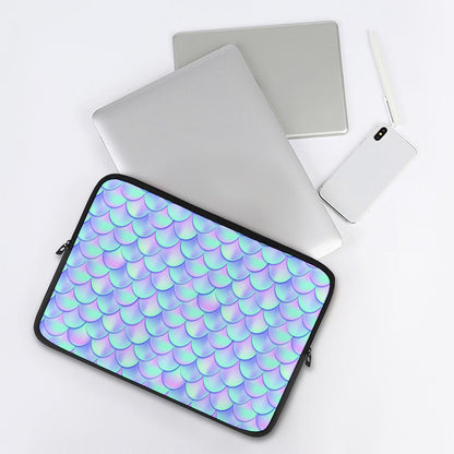 Blue Mermaid Scales Pattern Print Laptop Sleeve