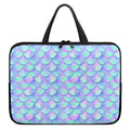 Blue Mermaid Scales Pattern Print Laptop Sleeve With Handle