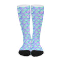 Blue Mermaid Scales Pattern Print Long Socks