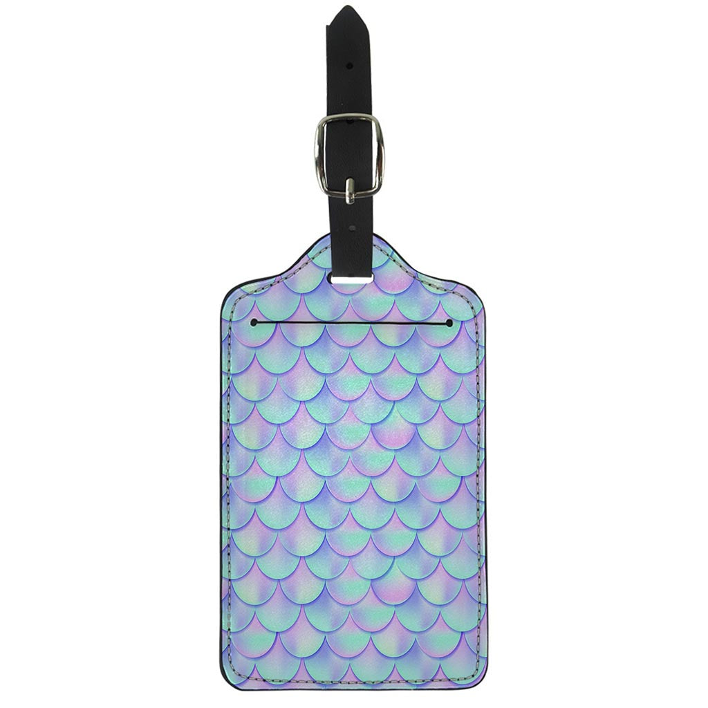 Blue Mermaid Scales Pattern Print Luggage Tag