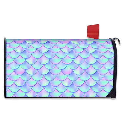 Blue Mermaid Scales Pattern Print Mailbox Cover