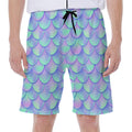 Blue Mermaid Scales Pattern Print Men's Beach Shorts