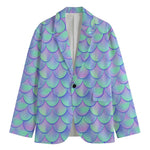 Blue Mermaid Scales Pattern Print Men's Blazer