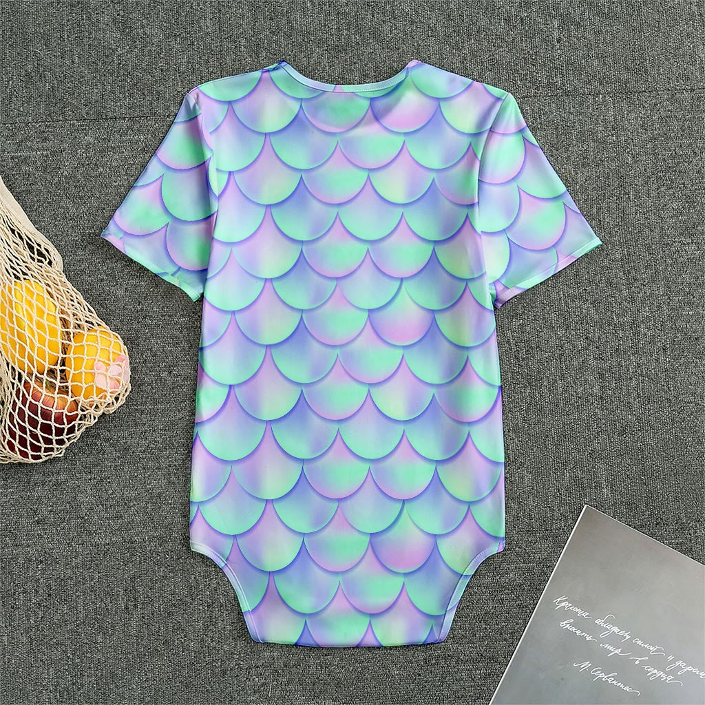 Blue Mermaid Scales Pattern Print Men's Bodysuit