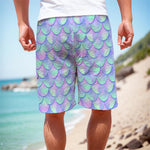 Blue Mermaid Scales Pattern Print Men's Cargo Shorts