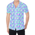 Blue Mermaid Scales Pattern Print Men's Shirt