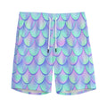 Blue Mermaid Scales Pattern Print Men's Athletic Shorts