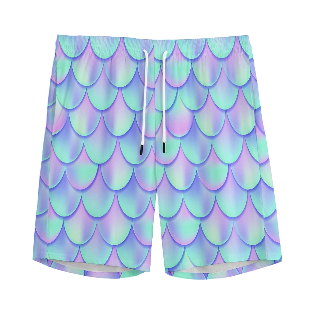 Blue Mermaid Scales Pattern Print Men's Sports Shorts