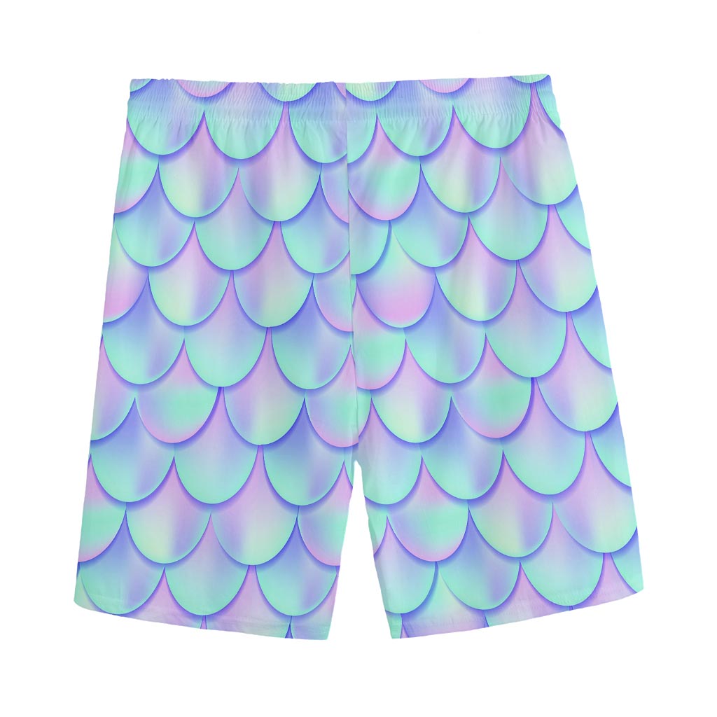 Blue Mermaid Scales Pattern Print Men's Sports Shorts