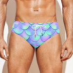 Blue Mermaid Scales Pattern Print Men's Swim Briefs