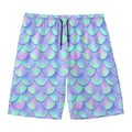 Blue Mermaid Scales Pattern Print Men's Swim Trunks