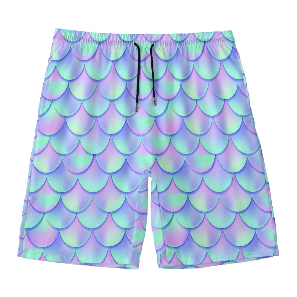 Blue Mermaid Scales Pattern Print Men's Swim Trunks