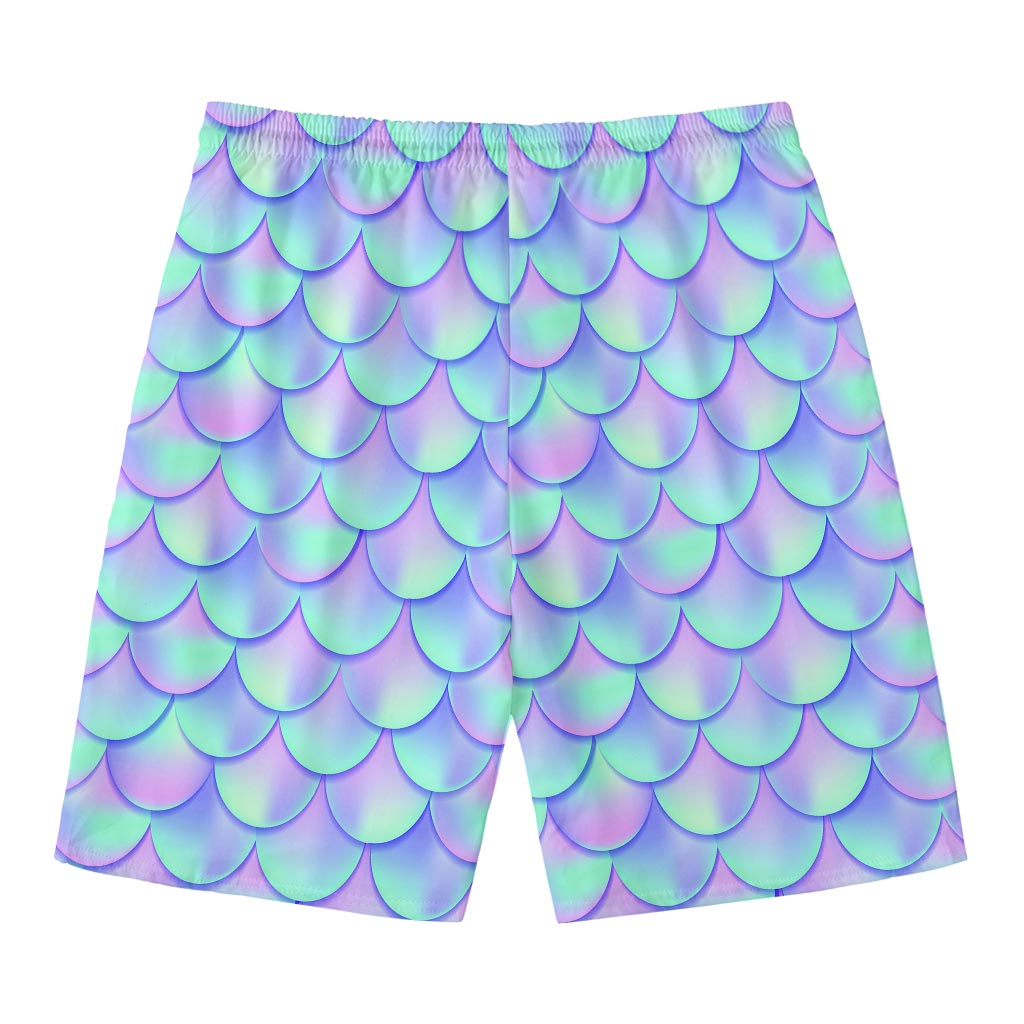 Blue Mermaid Scales Pattern Print Men's Swim Trunks