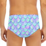 Blue Mermaid Scales Pattern Print Men's Triangle Swim Briefs