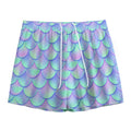 Blue Mermaid Scales Pattern Print Mesh Shorts