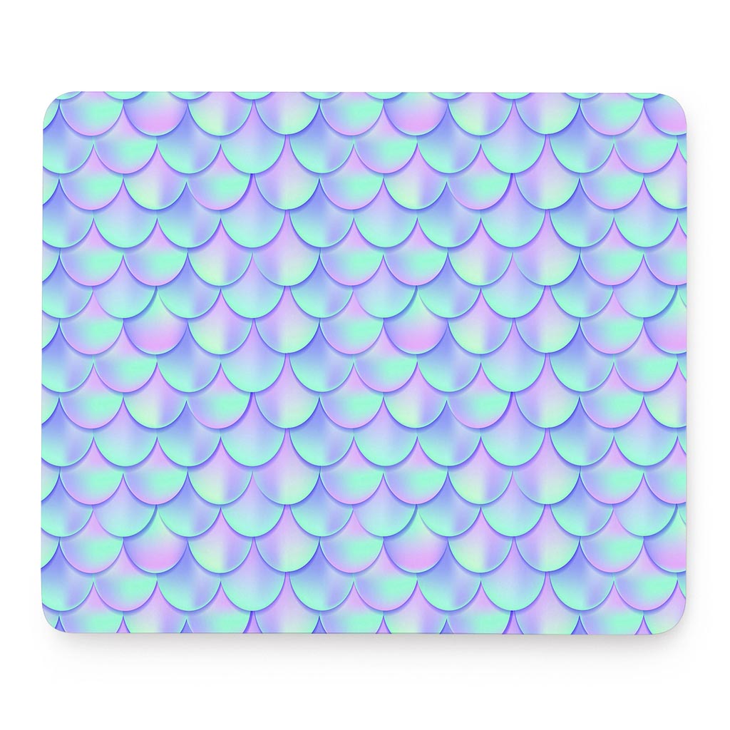 Blue Mermaid Scales Pattern Print Mouse Pad