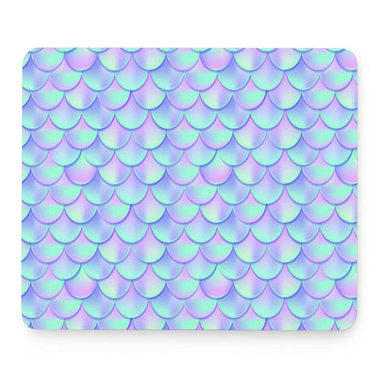 Blue Mermaid Scales Pattern Print Mouse Pad