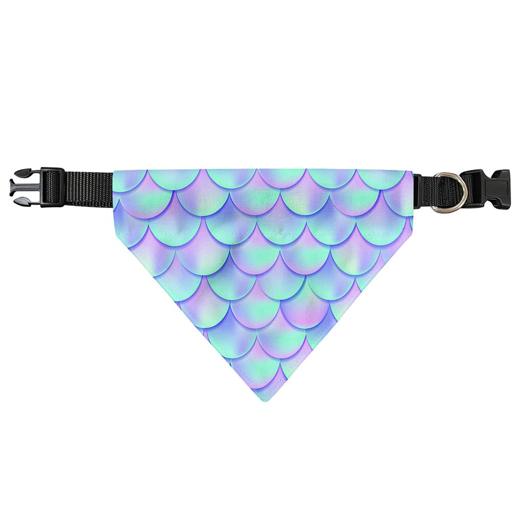 Blue Mermaid Scales Pattern Print Over The Collar Dog Bandana