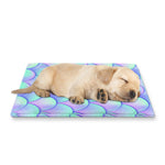 Blue Mermaid Scales Pattern Print Pet Cooling Mat Cover