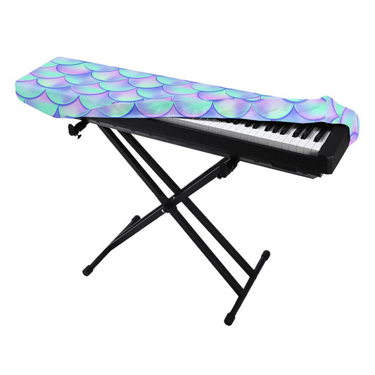 Blue Mermaid Scales Pattern Print Piano Keyboard Cover