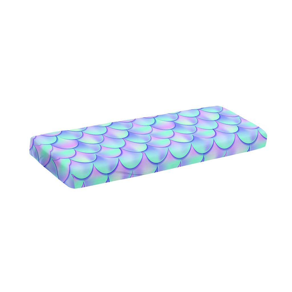 Blue Mermaid Scales Pattern Print Piano Keyboard Cover
