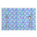 Blue Mermaid Scales Pattern Print Placemat