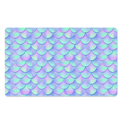 Blue Mermaid Scales Pattern Print Polyester Doormat
