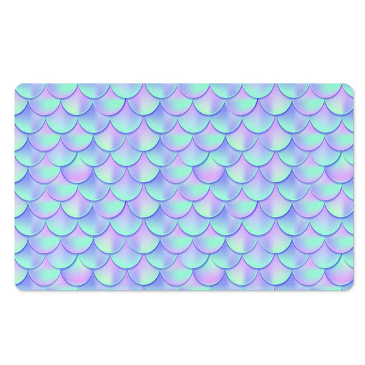 Blue Mermaid Scales Pattern Print Polyester Doormat