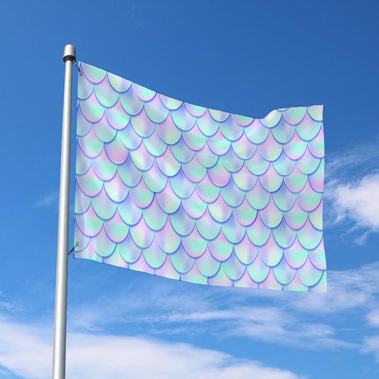 Blue Mermaid Scales Pattern Print Polyester Flag