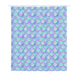 Blue Mermaid Scales Pattern Print Polyester Shower Curtain
