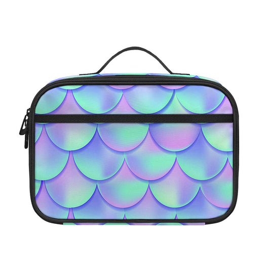 Blue Mermaid Scales Pattern Print Portable Lunch Bag