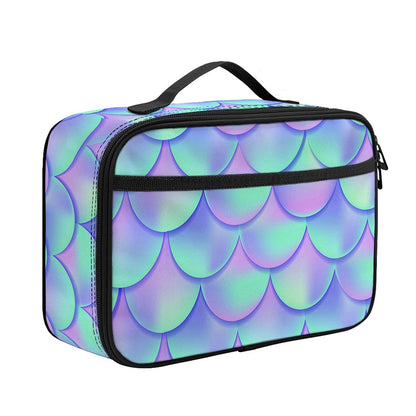 Blue Mermaid Scales Pattern Print Portable Lunch Bag