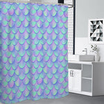 Blue Mermaid Scales Pattern Print Premium Shower Curtain